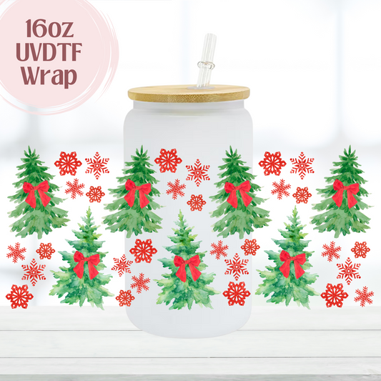 Red Coquette Trees 16oz UVDTF Cup Wrap