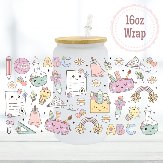 Cute School Supplies 16oz UVDTF Cup Wrap