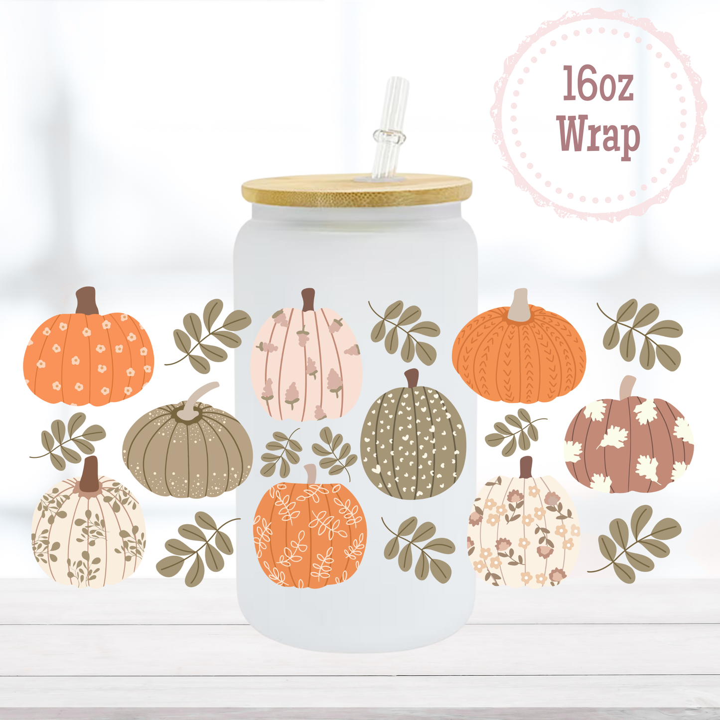 Vintage Pumpkins 16oz UVDTF Cup Wrap