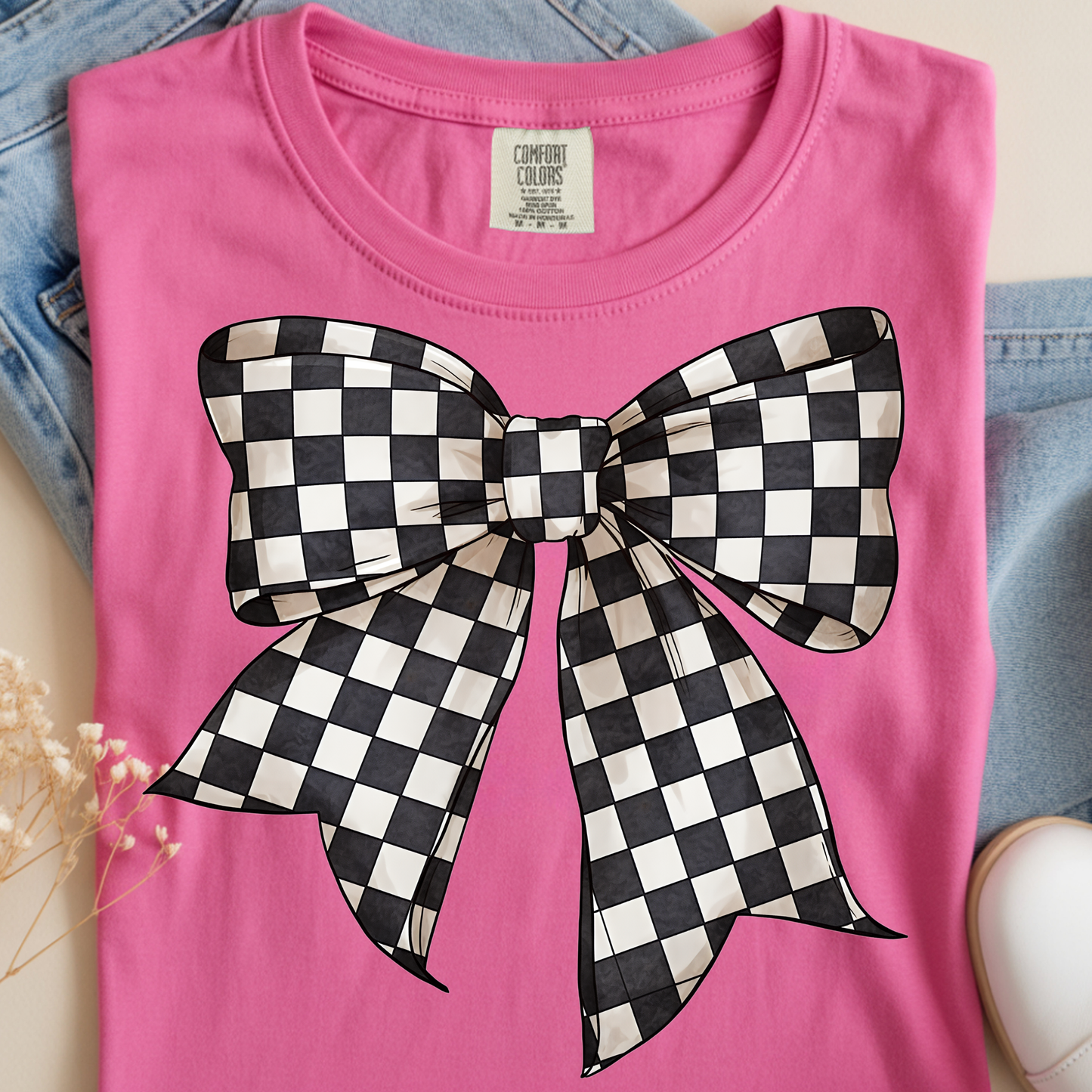 Checkered Bow DTF Print
