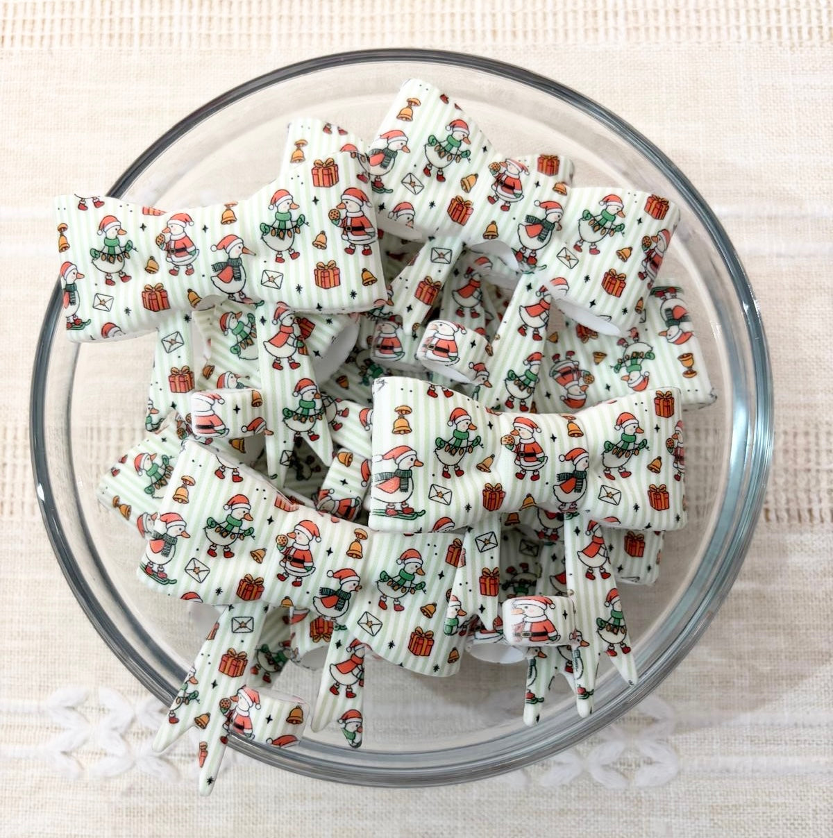 Christmas Geese Silicone Bow Straw Topper