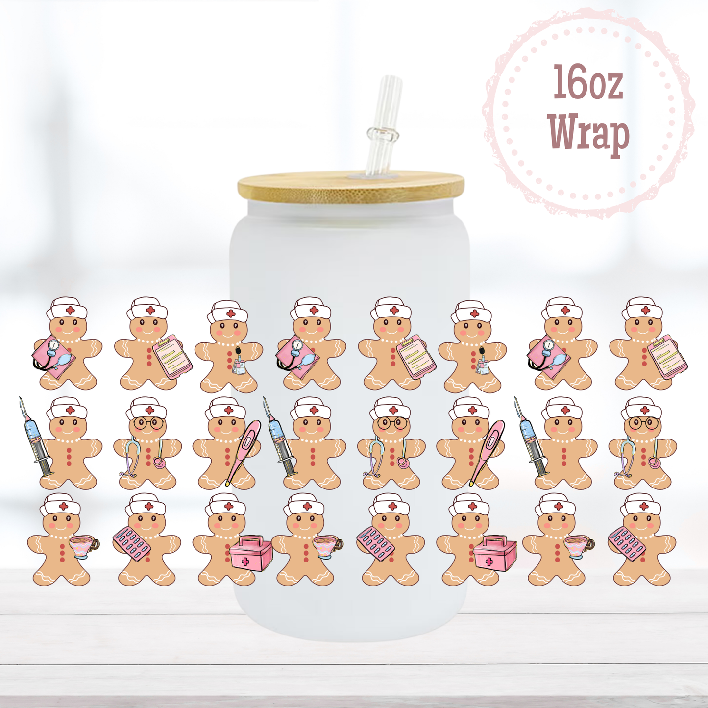 Medical Gingerbread 16oz UVDTF Cup Wrap