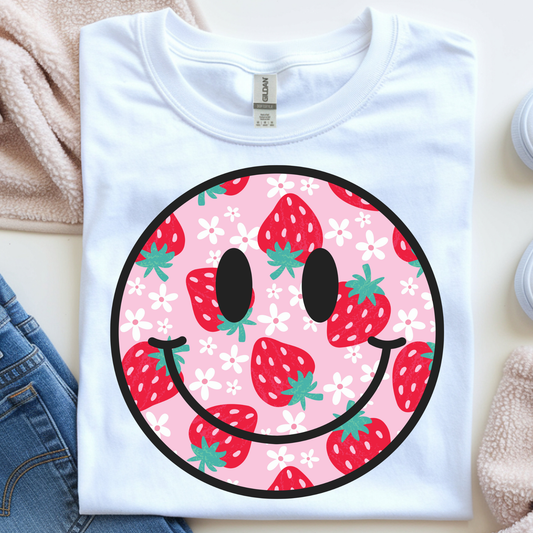 Strawberry Smiley DTF Print