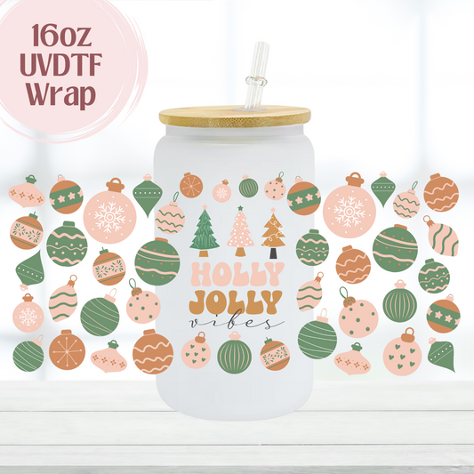 Holly Jolly Vibes 16oz UVDTF Cup Wrap