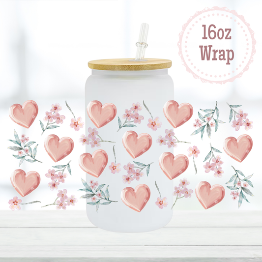 Hearts and Flowers 16oz UVDTF Cup Wrap