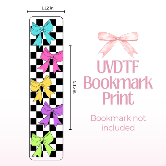 Checkered Bow Double Sided Bookmark