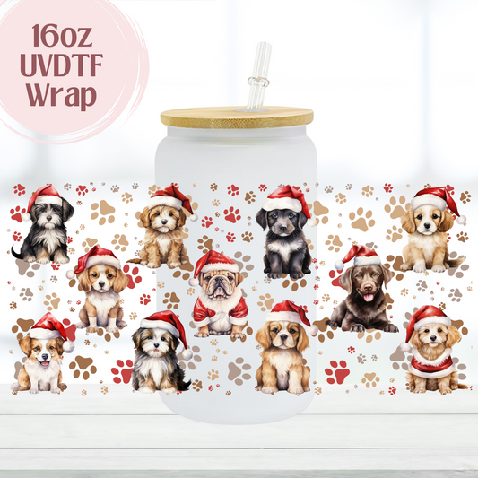 Christmas Dogs 16oz UVDTF Cup Wrap