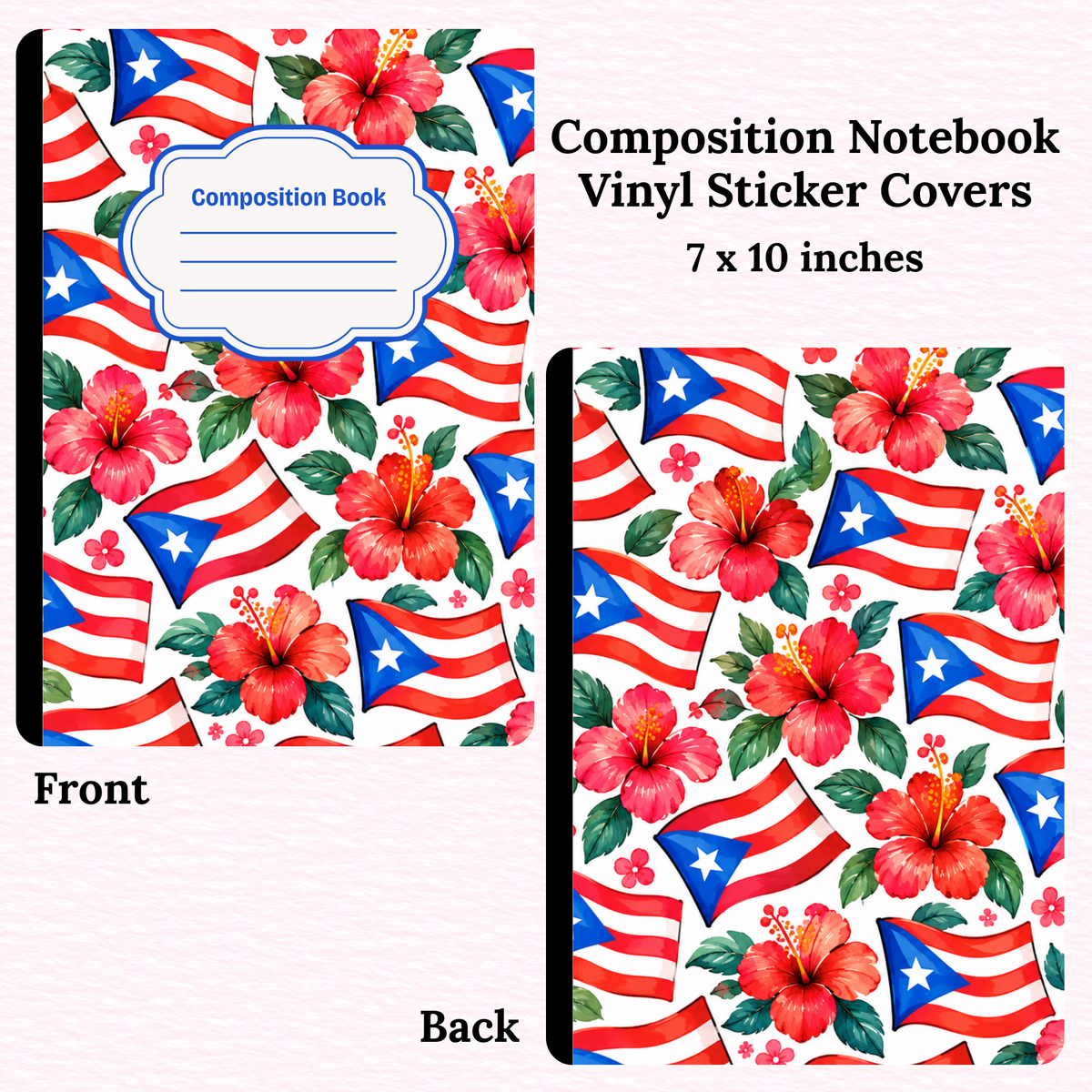 Puerto Rico Floral Composition Notebook Vinyl Cover