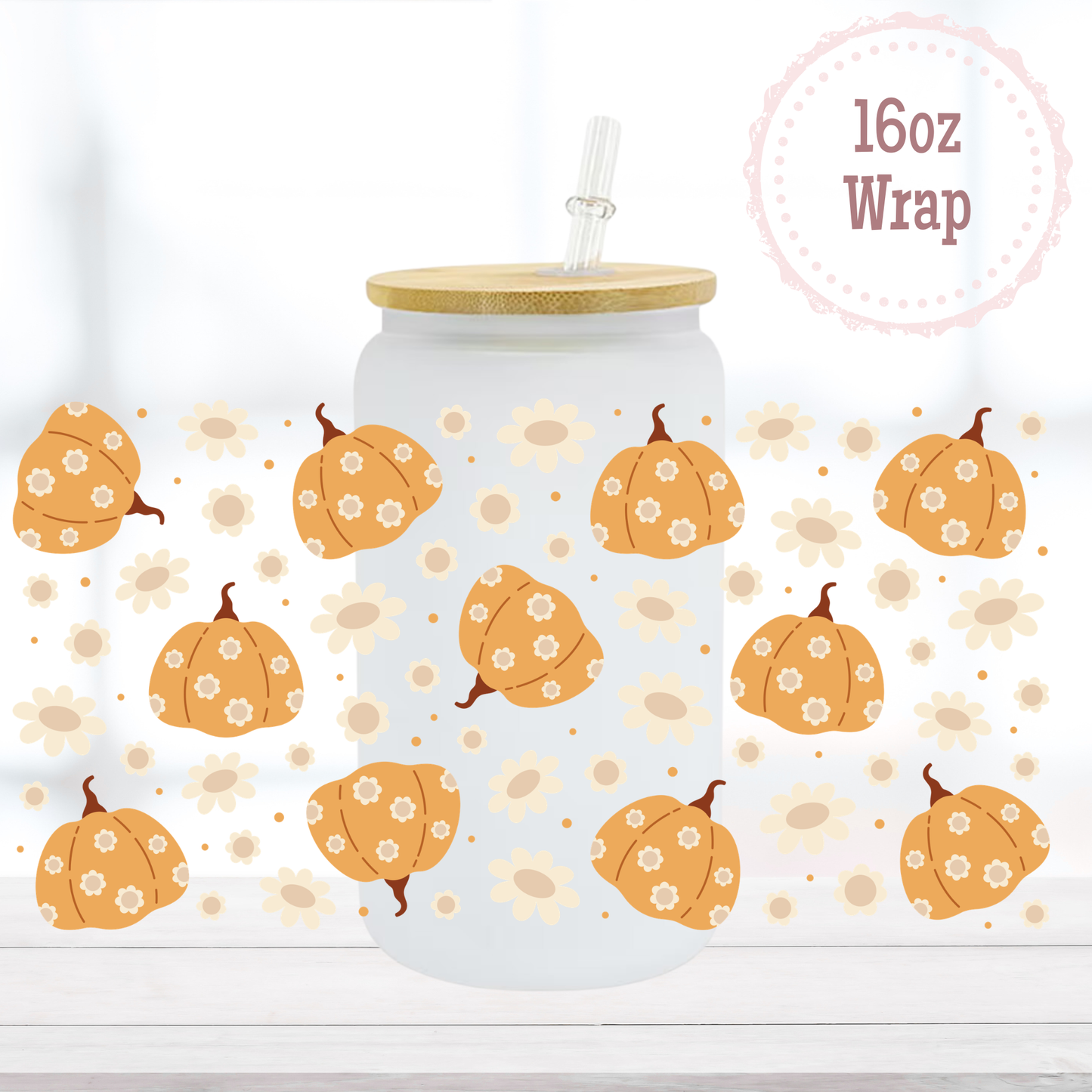 Pumpkin Floral 16oz UVDTF Cup Wrap