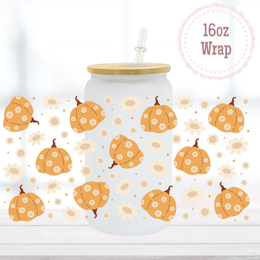 Pumpkin Floral 16oz UVDTF Cup Wrap