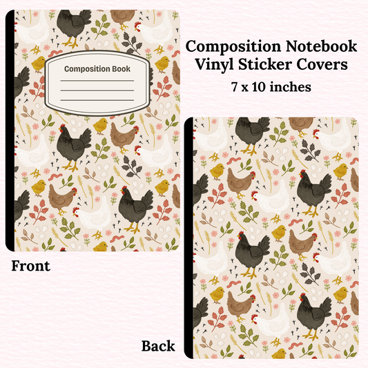 Vintage Chickens Composition Notebook Vinyl Cover