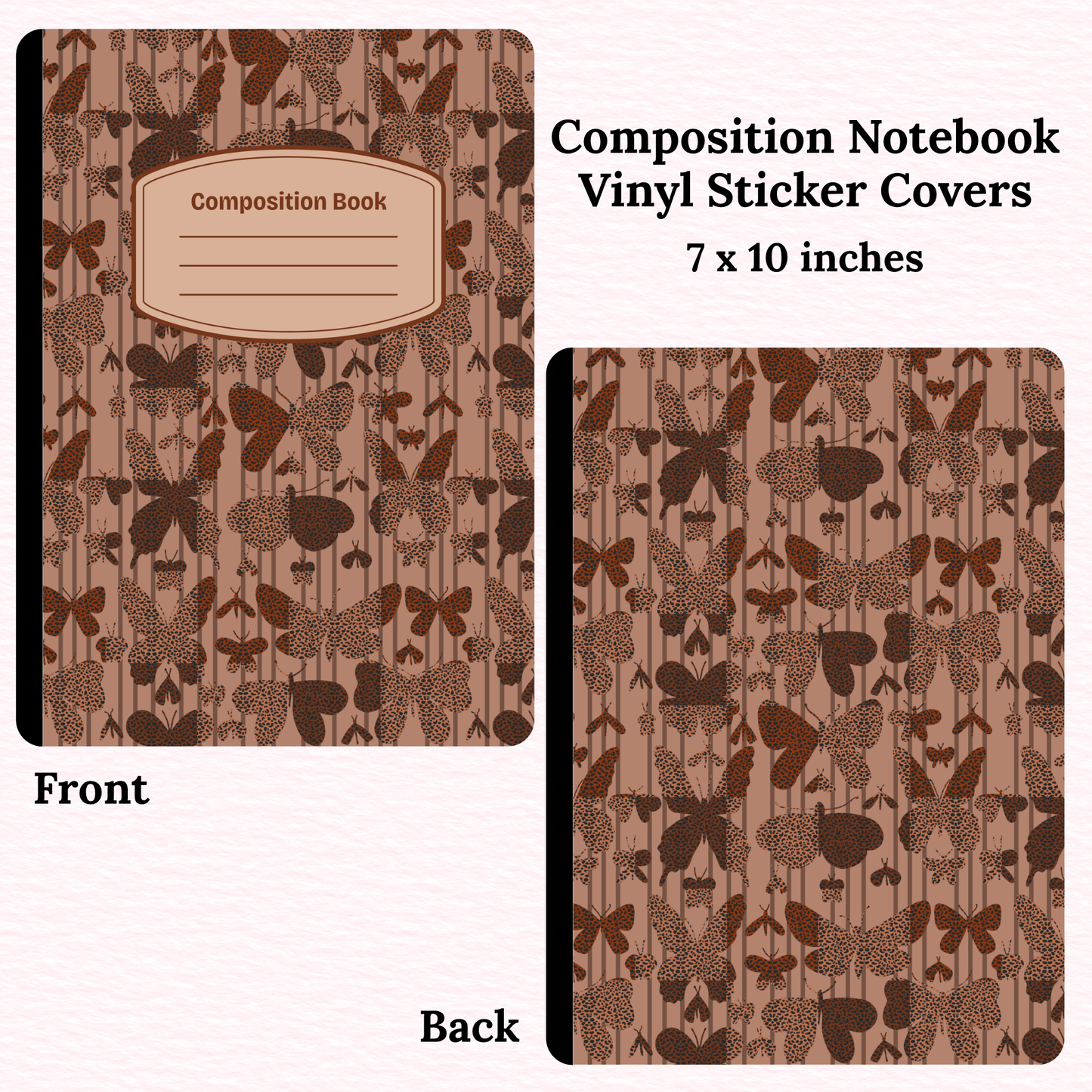 Animal Print Butterflies Composition Notebook Vinyl Cover