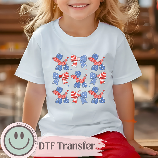 Patriotic Balloon Dogs Kids DTF Print