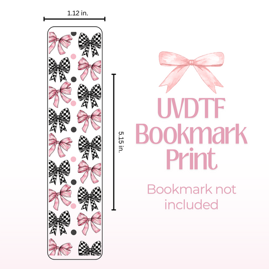 Pink and Checkered Bows Double Sided Bookmark