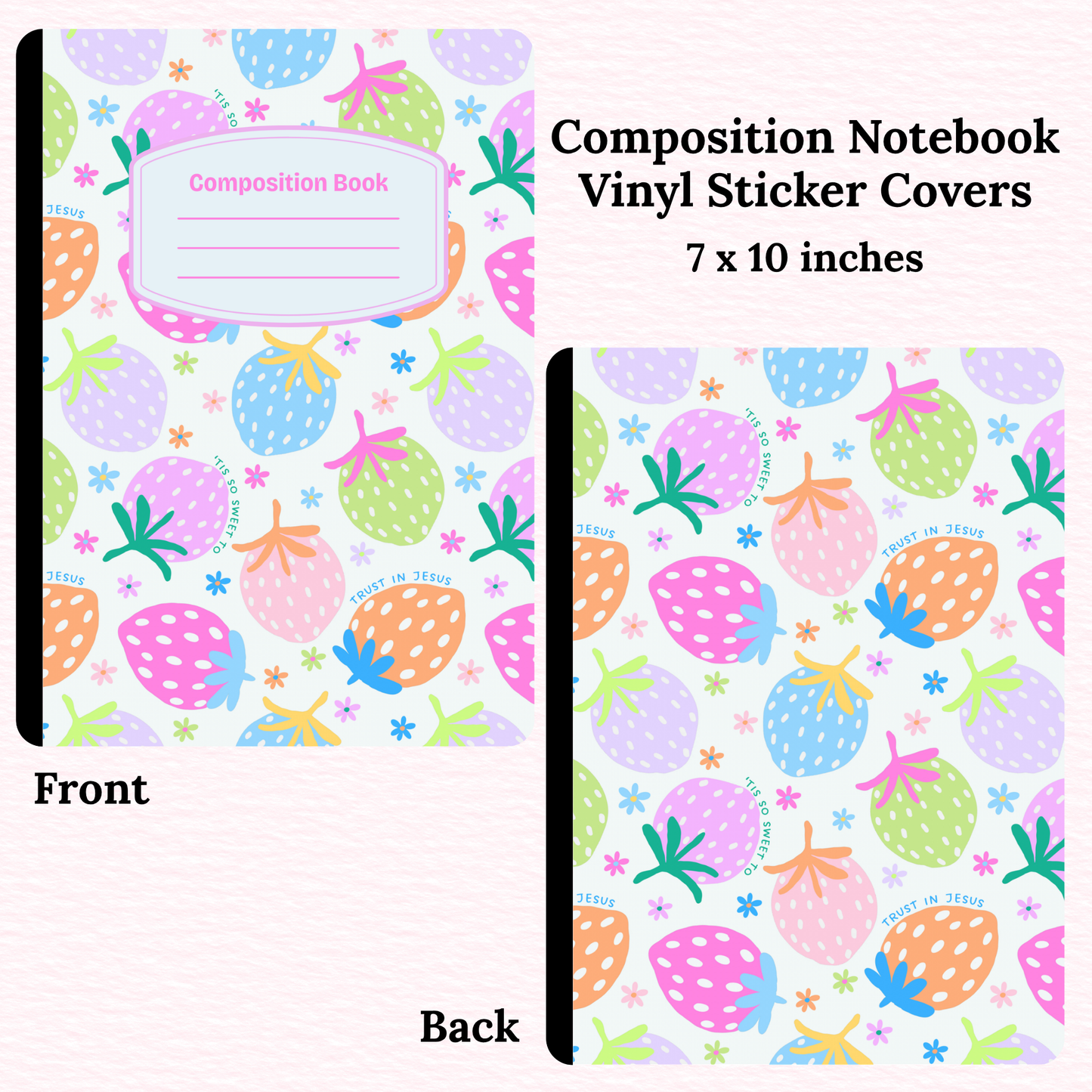 Strawberries Bible Verses Composition Notebook Vinyl Cover