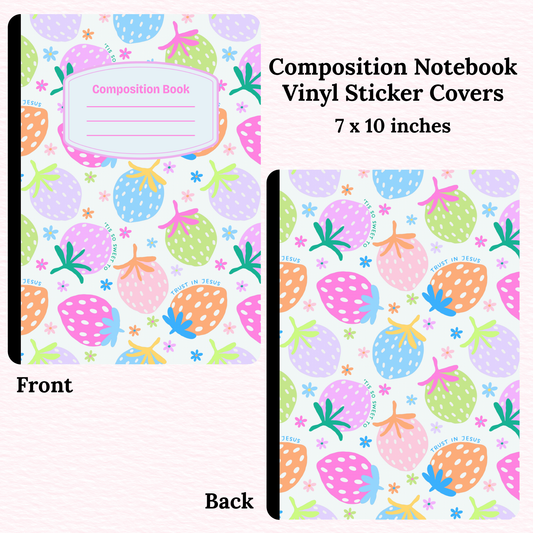 Strawberries Bible Verses Composition Notebook Vinyl Cover