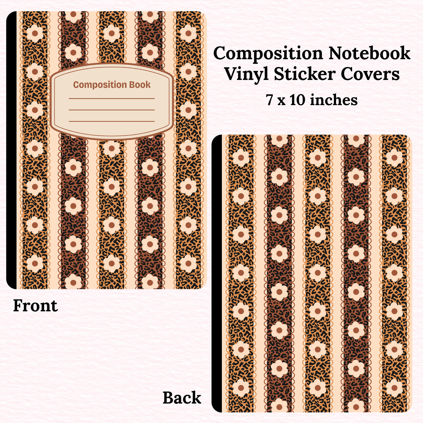 Animal Print Flowers Composition Notebook Vinyl Cover