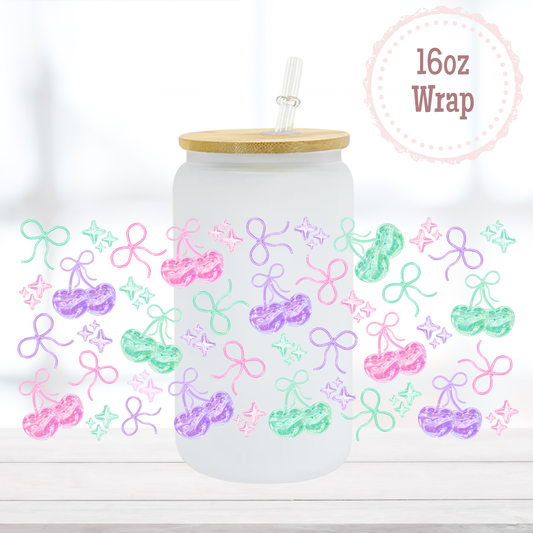 Colourful Cherries 16oz UVDTF Cup Wrap