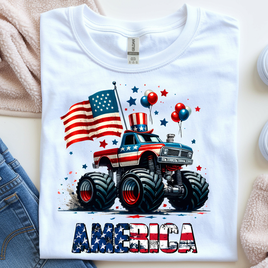 America Monster Truck Kids DTF Print