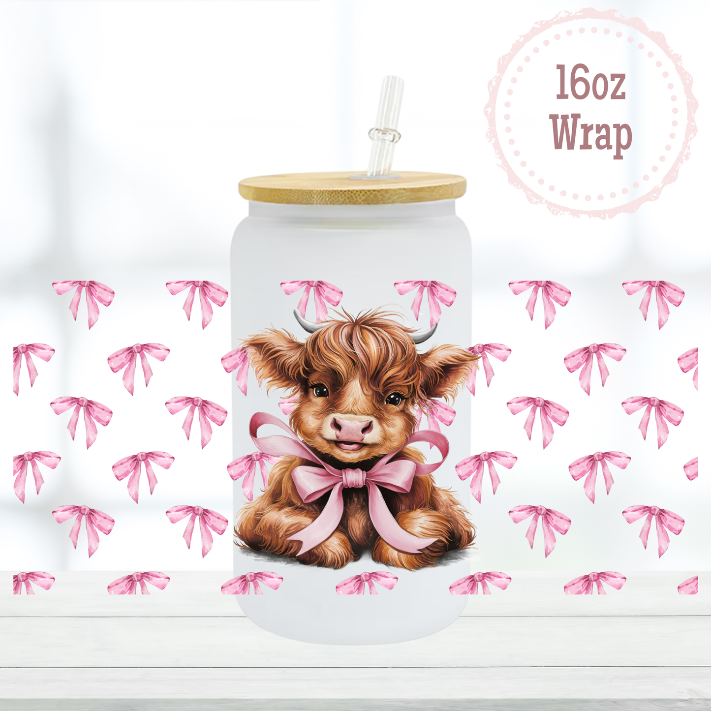 Coquette Cow 16oz UVDTF Cup Wrap