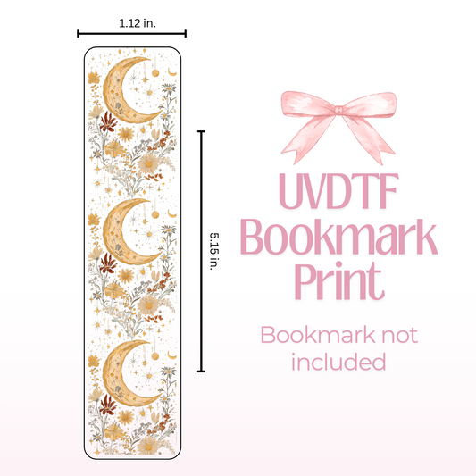 Floral Boho Moon Double Sided Bookmark