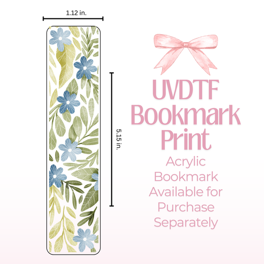 Blue Floral Double Sided Bookmark