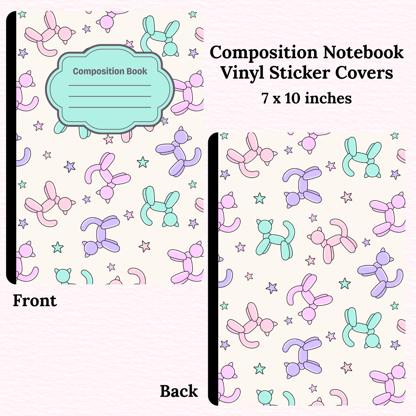 Balloon Cats Composition Notebook Vinyl Cover