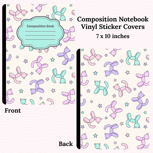Balloon Cats Composition Notebook Vinyl Cover