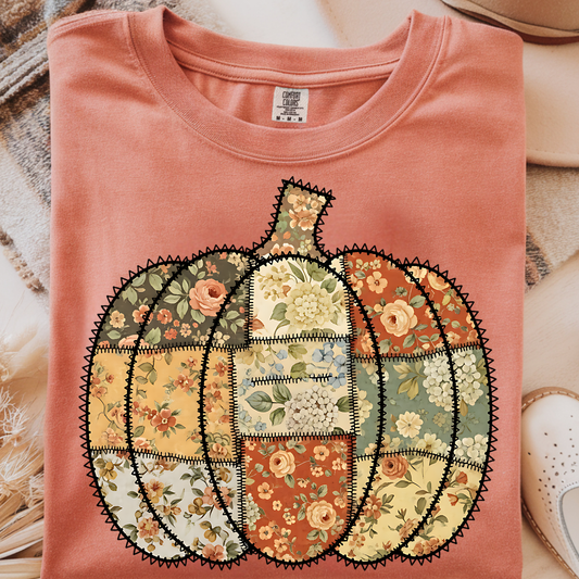 Vintage Floral Pumpkin DTF Print