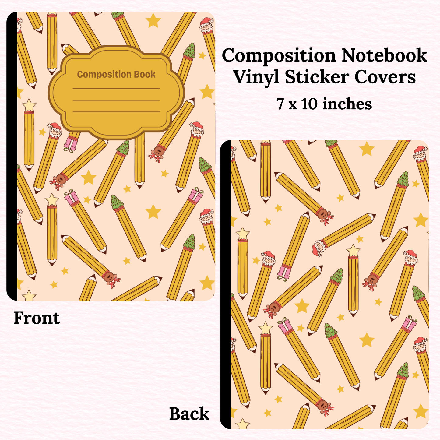 Christmas Pencils Composition Notebook Vinyl Cover