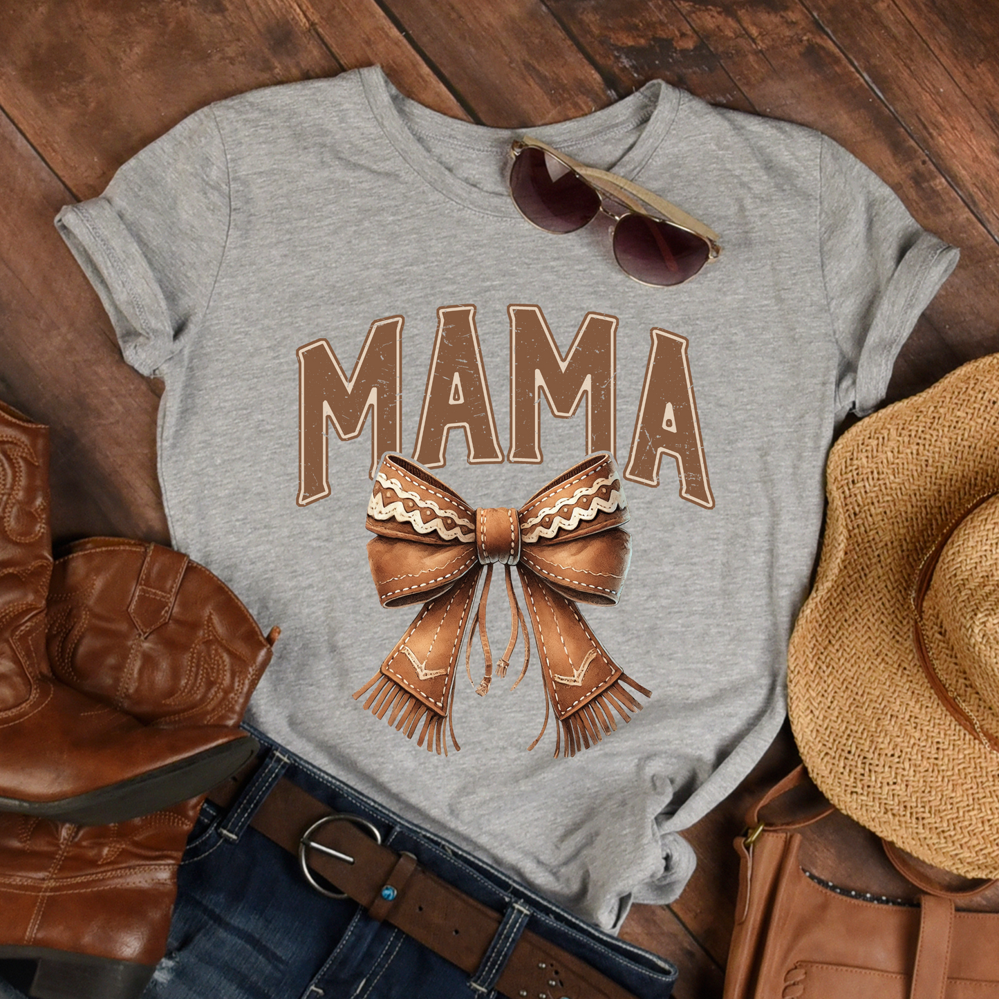 Mama Western Bow DTF Print