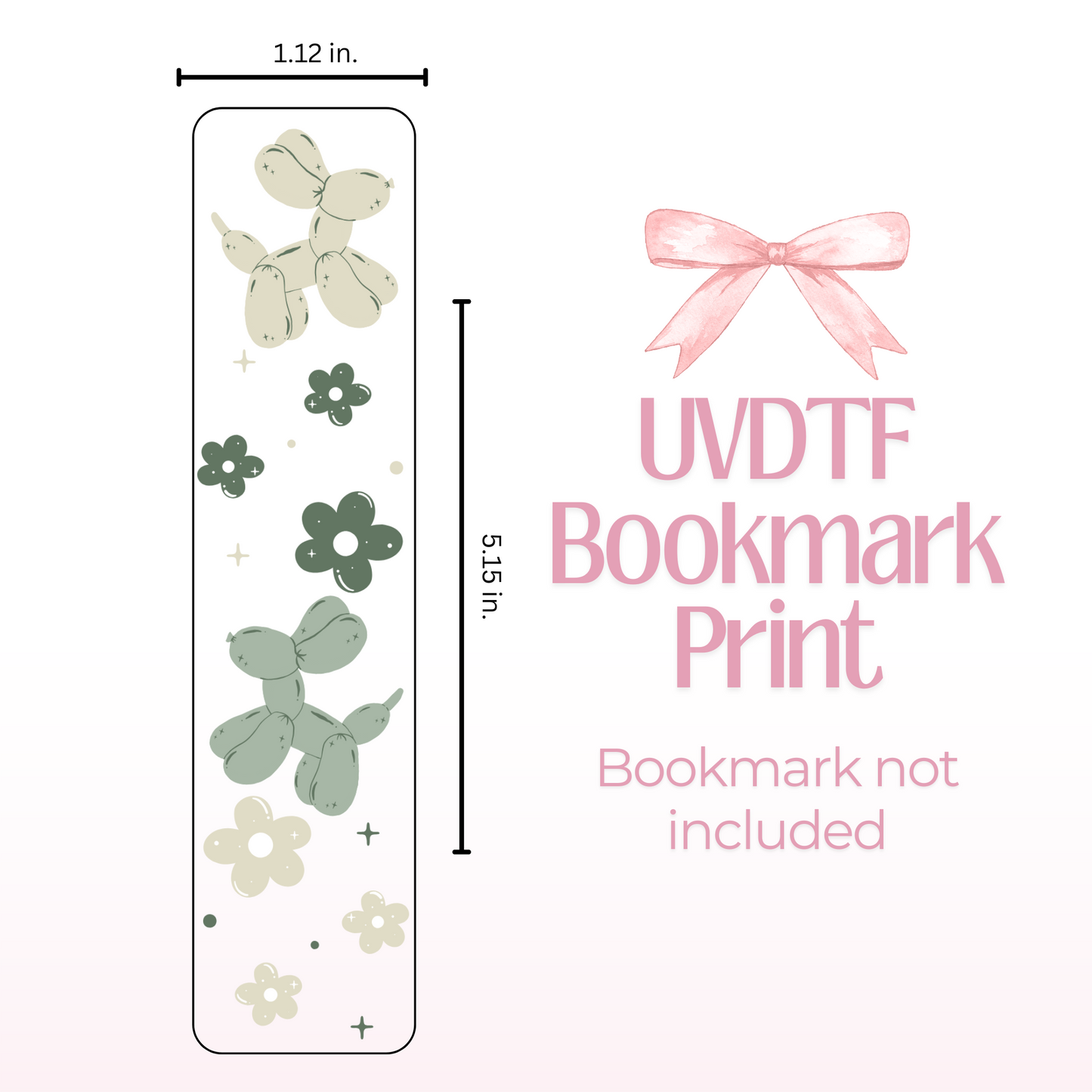 Green Balloon Dogs Double Sided Bookmark
