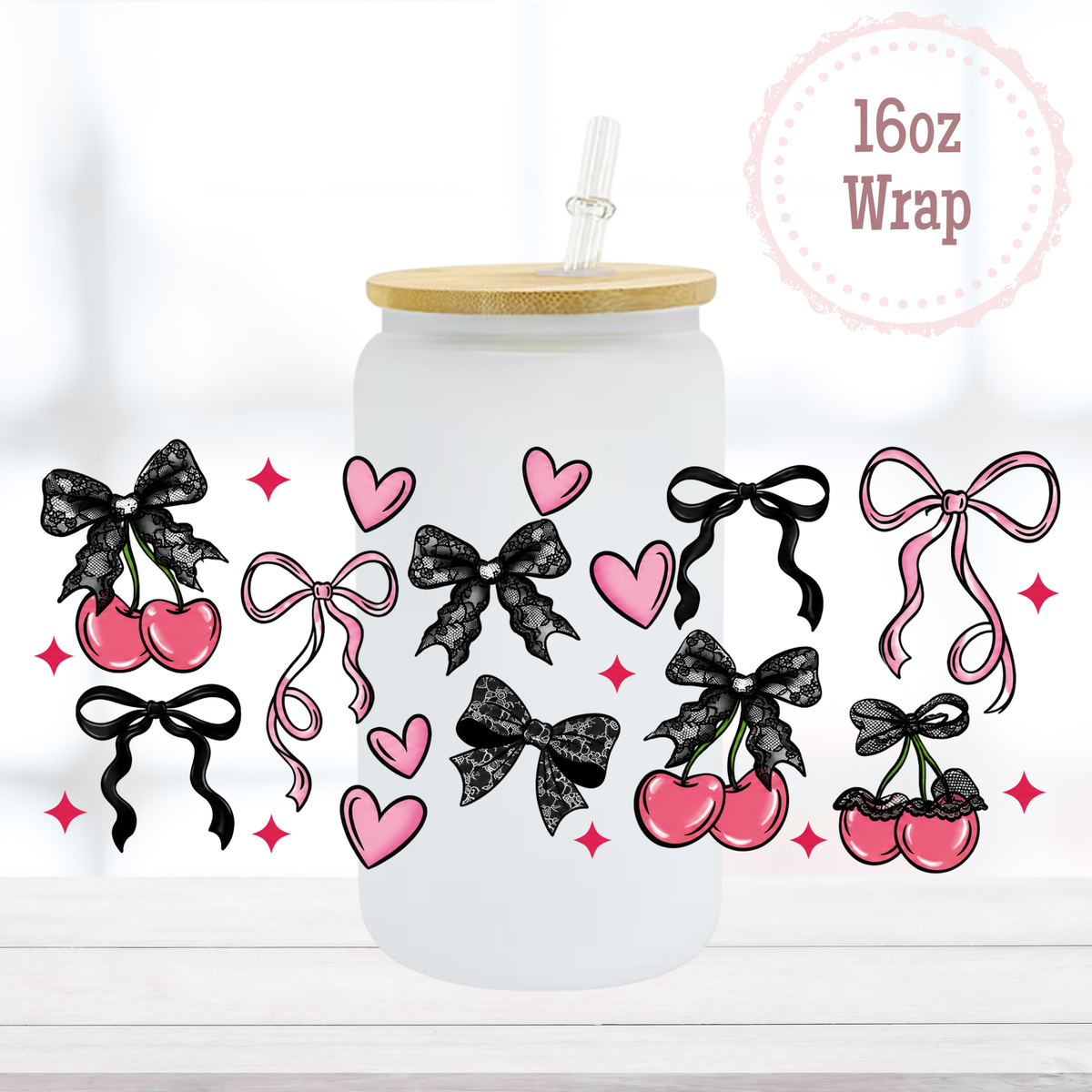 Cherries and Bows 16oz UVDTF Cup Wrap