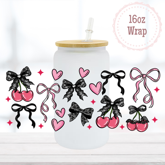 Cherries and Bows 16oz UVDTF Cup Wrap