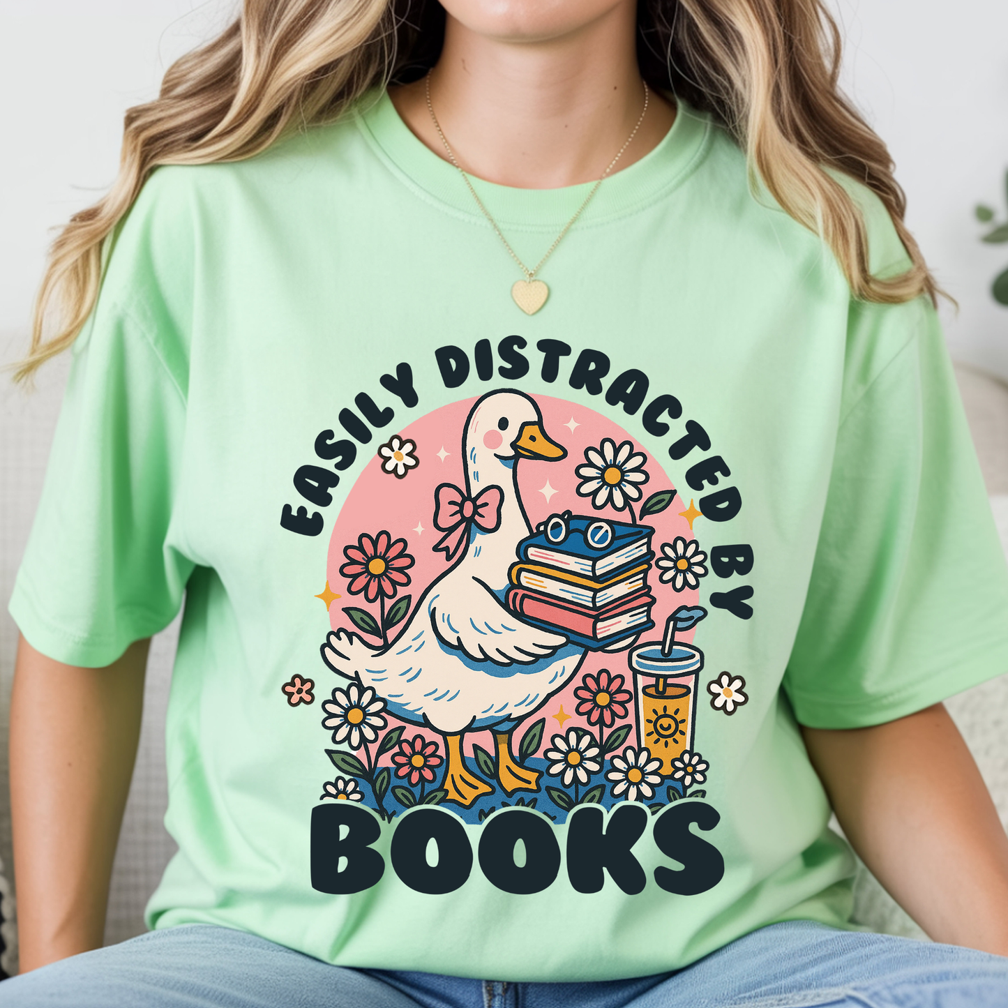 Distracted by Books Goose DTF Print