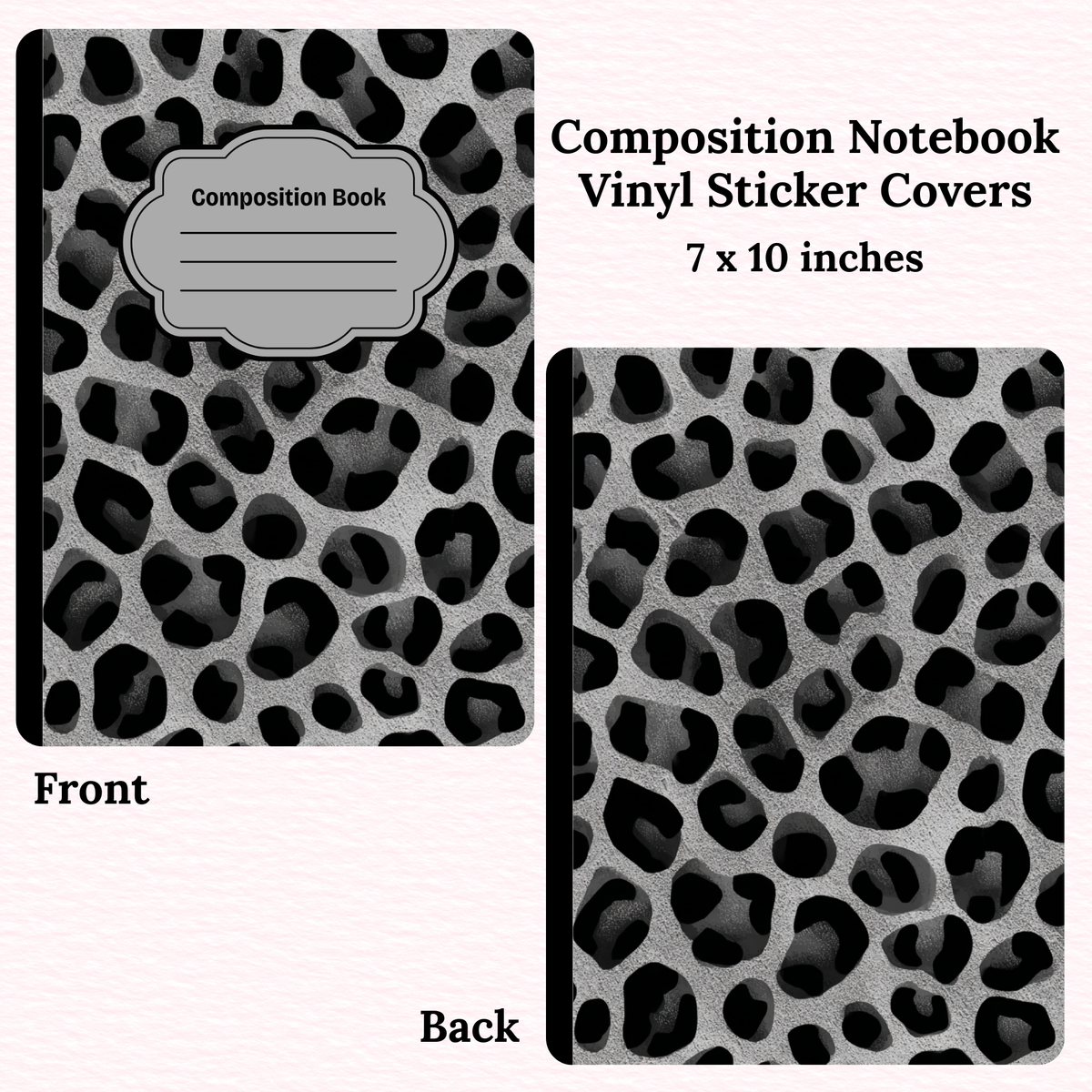 Black Animal Print Composition Notebook Vinyl Cover