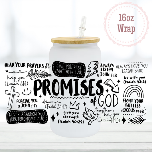 Promises of God Black 16oz UVDTF Cup Wrap