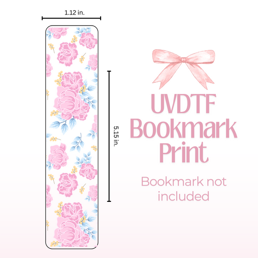 Pink and Blue Flowers Double Sided Bookmark