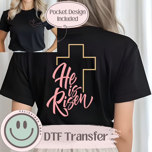 He Is Risen DTF with Pocket Size Included