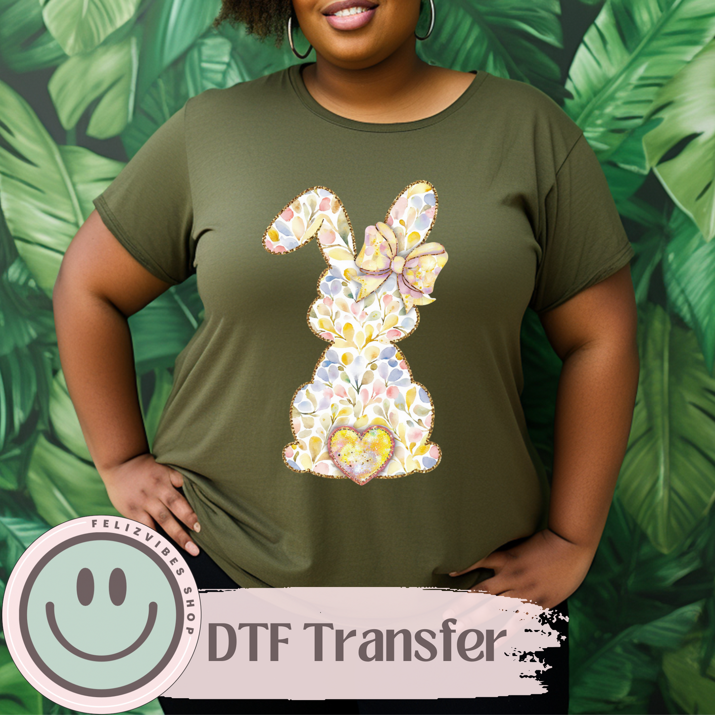 Yellow Flower Bunny DTF