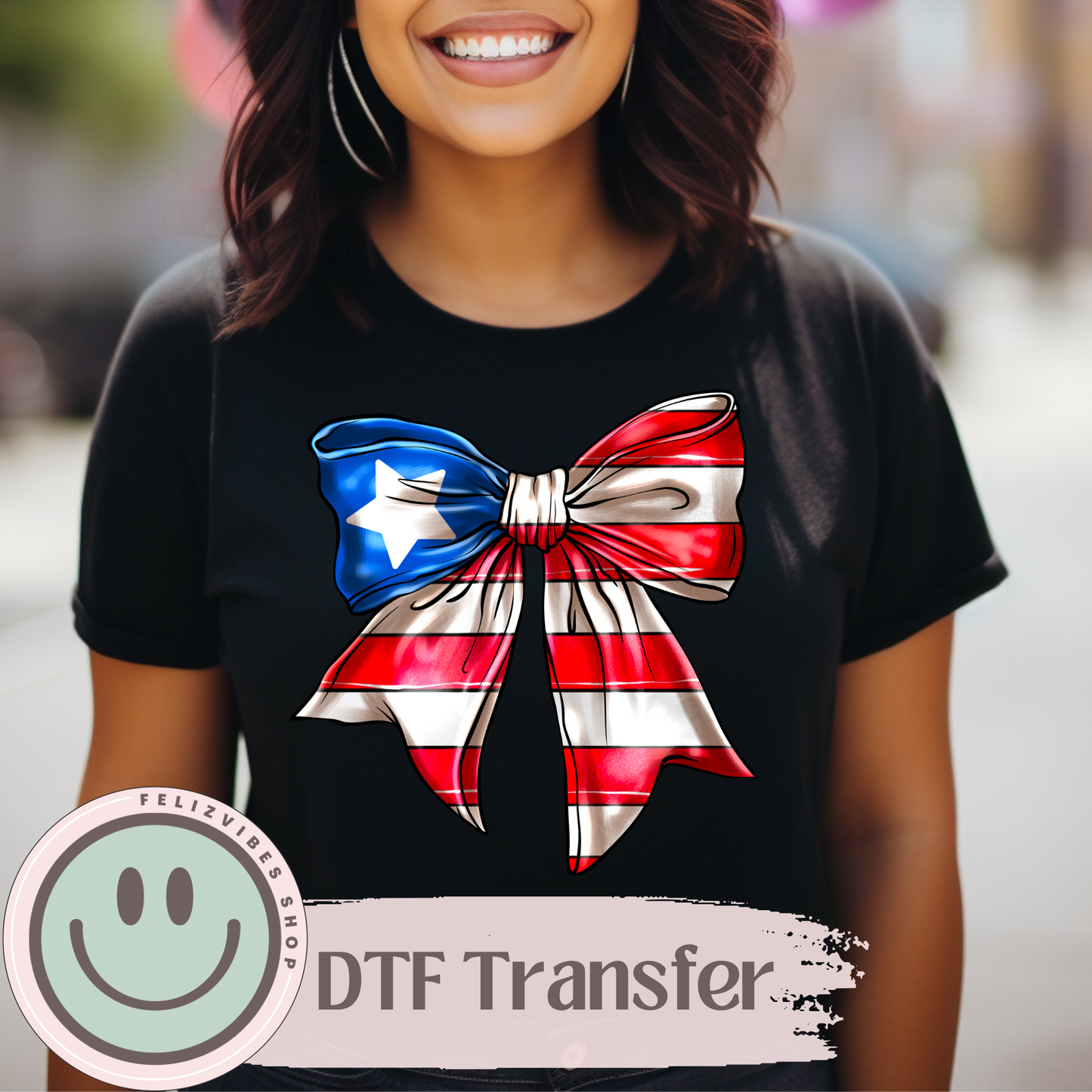 Puerto Rican Flag Bow DTF