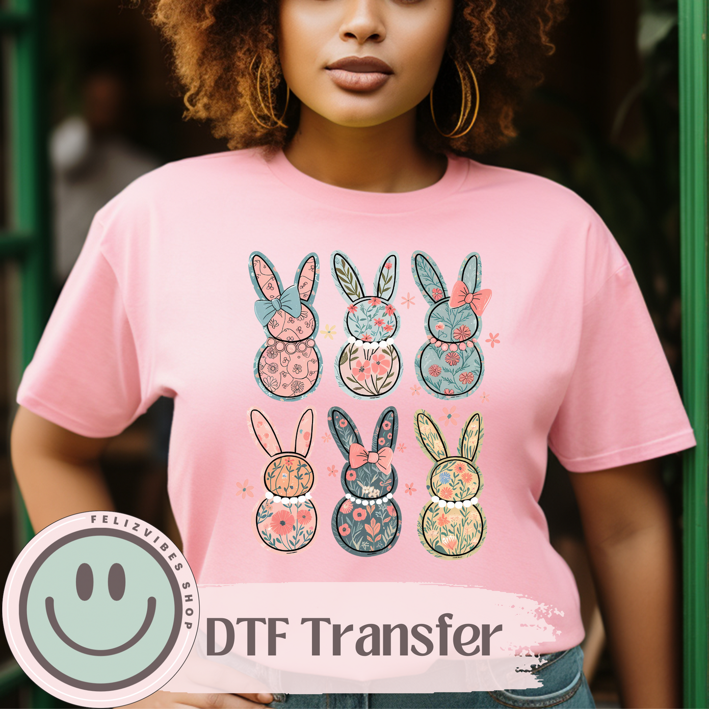 Flower Bunnies Vintage DTF