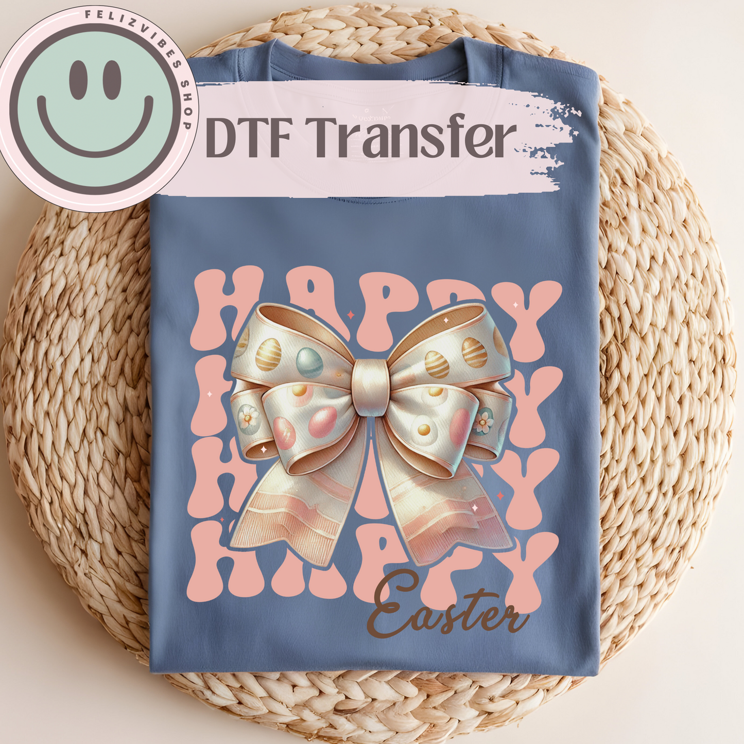 Happy Easter Bow DTF Print