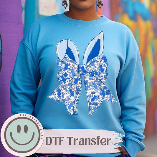 Blu Bunny Bow DTF Print