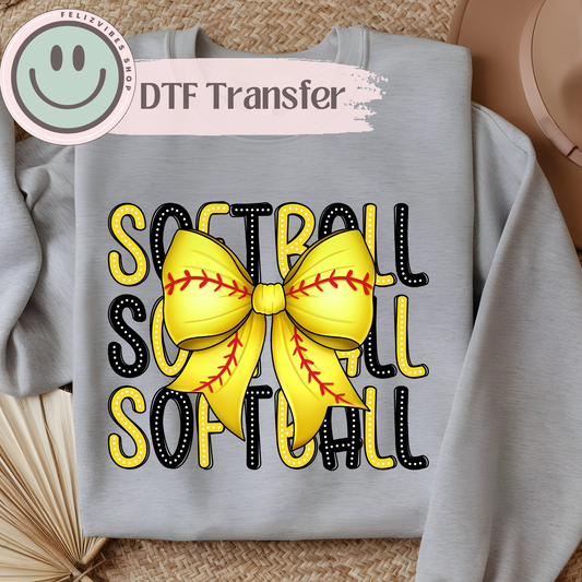 Softball Bow DTF Print