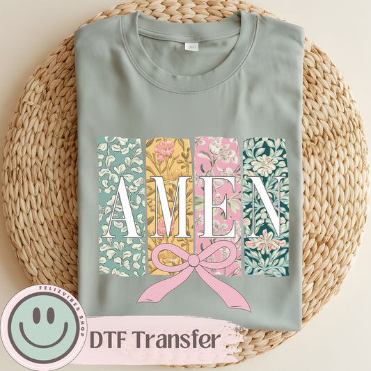 Amen Floral Pastel DTF Print