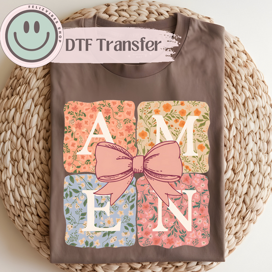 Amen Floral DTF Print