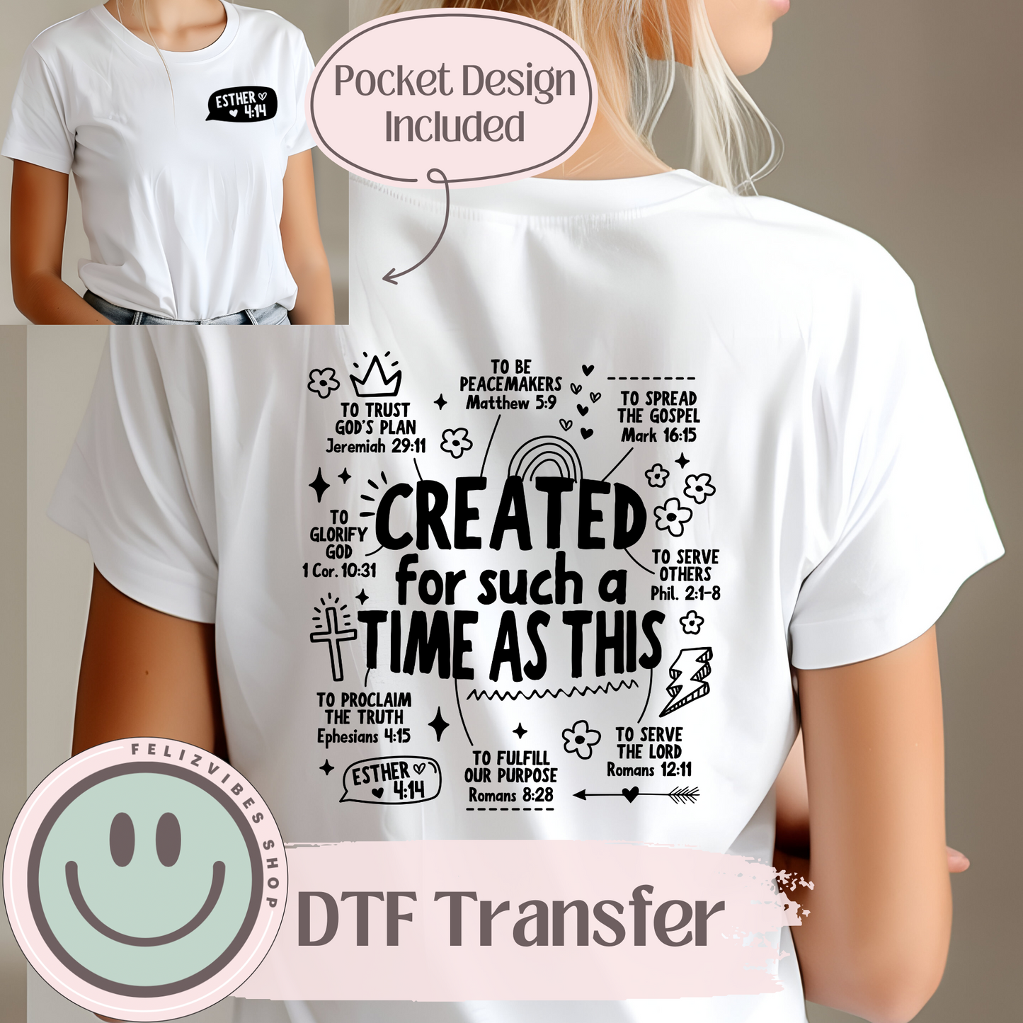 Created for Such a Time Black DTF with Pocket Size Included