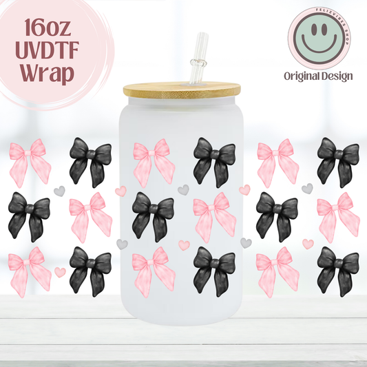 Pink & Black Coquette Bows 16oz UVDTF Cup Wrap
