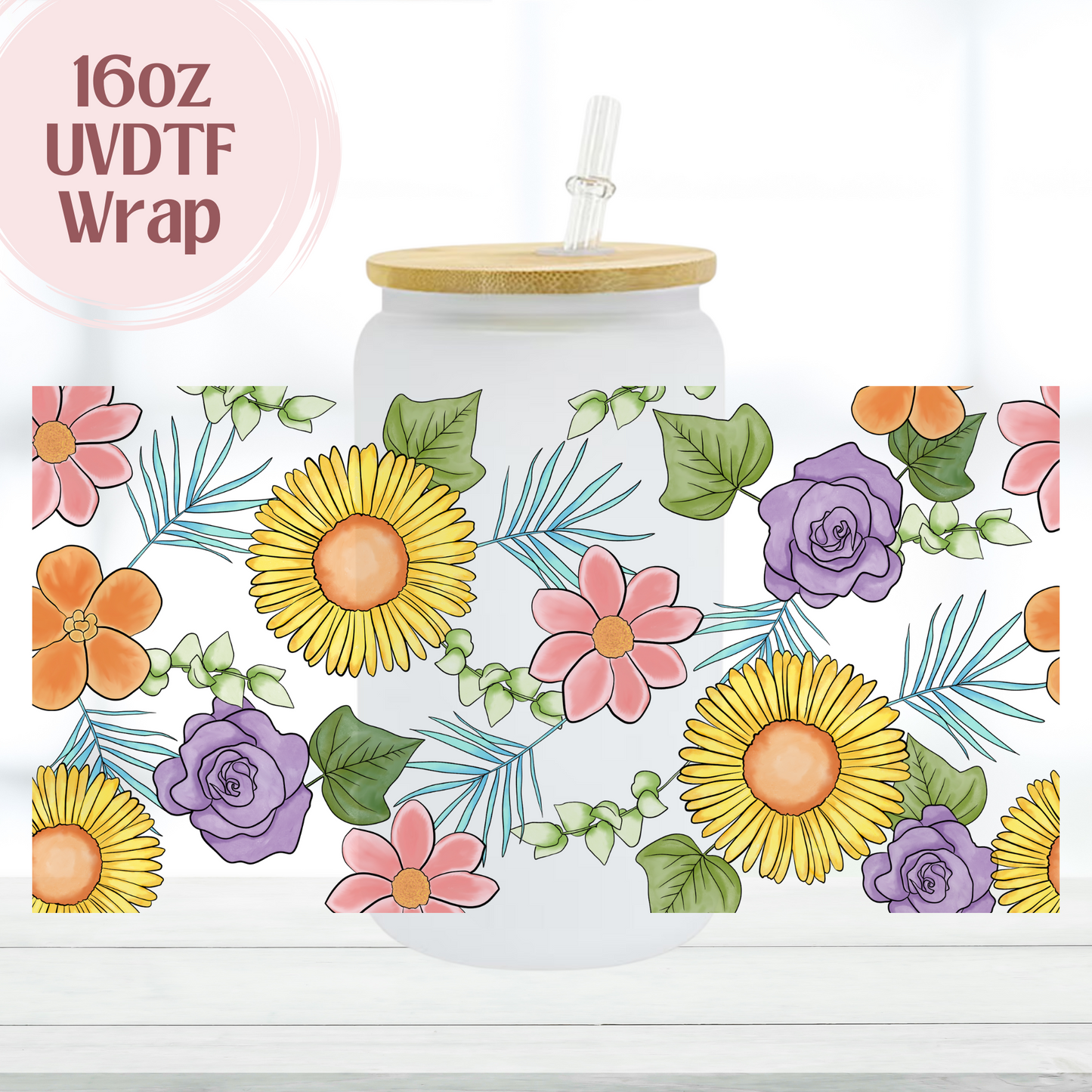 Flowers 16oz UVDTF Cup Wrap